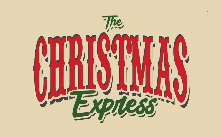 Family enjoying a festive Christmas Express ride with Santa on a decorated train in winter woodland (85 characters)